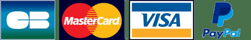 Image logos moyens de paiements CB, Paypal, Mastercard et Visa
